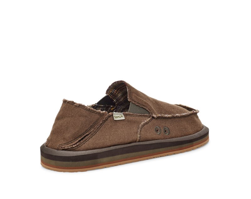 Sanuk Vagabond Soft Top Hemp Collapsible Heel Men's Sidewalk Surfers Brown | Canada 216TCE